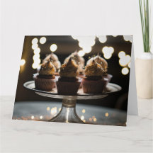 Bokeh-Lichter-Cupcakes auf Tablett