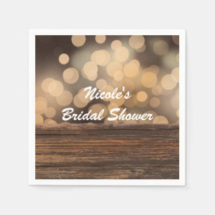 Bokeh-Lichter & Holz Rustikale Hochzeit mit Funkel Serviette