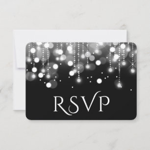 Bokeh Lights Black and White UAWG RSVP Karte