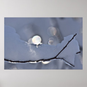 Bokeh Moon Rise Over Snow Ice Winterposter Poster