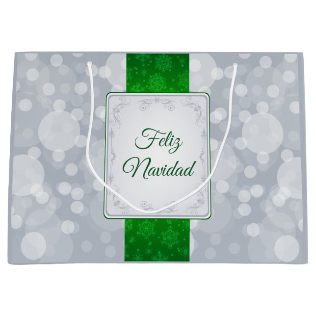 Bokeh Navidad Große Geschenktüte (Vorderseite)