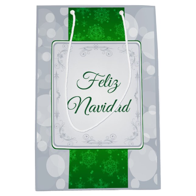 Bokeh Navidad Mittlere Geschenktüte (Vorderseite)