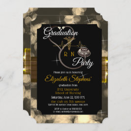 Bokeh Nurse Stethoscope EKG Graduation Party Einladung