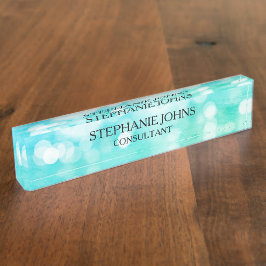 Bokeh Patterns Blue Aquamarin Aqua Monogram Name M Namensplakette