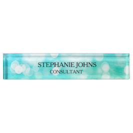 Bokeh Patterns Blue Aquamarin Aqua Monogram Name M Namensplakette