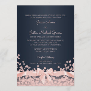 Bokeh Pink und Navy Blue Wedding Einladung