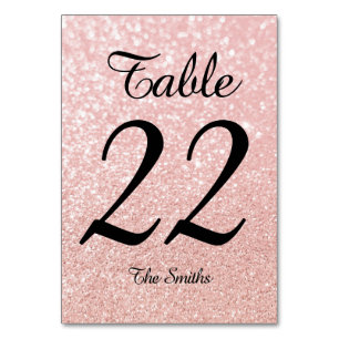 Bokeh Rose Gold Glitzer Moderne Kalligrafie Tischnummer