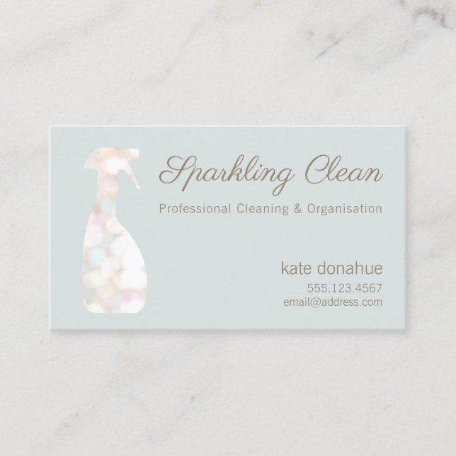 Bokeh Spray Flasche Haus Reinigung Logo Geschäft Visitenkarte (Vorderseite)