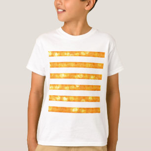 Bokeh-Streifen Orange und Weiß T-Shirt