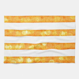 Bokeh Streifen Orange Weiß Küchenhandtuch Handtuch