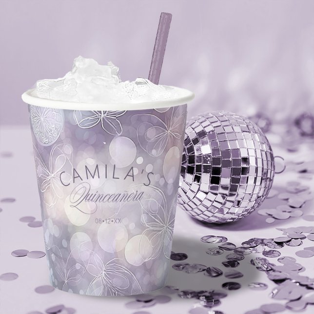Bokeh und Butterfly Quinceanera ID1030 Pappbecher (Von Creator hochgeladen)
