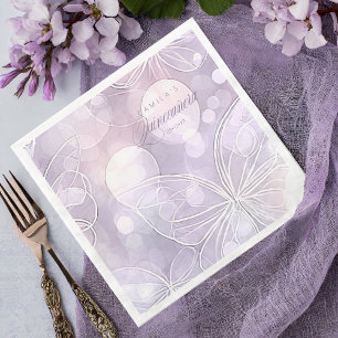Bokeh und Butterfly Quinceanera Lavender ID1030 Serviette