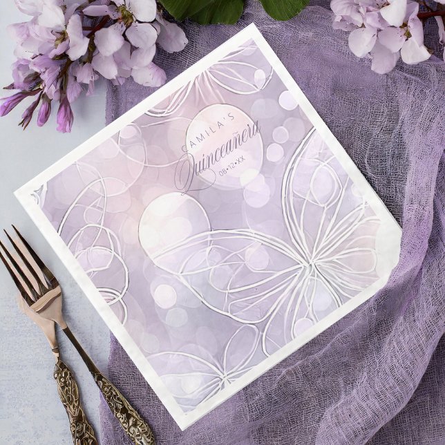 Bokeh und Butterfly Quinceanera Lavender ID1030 Serviette (Von Creator hochgeladen)