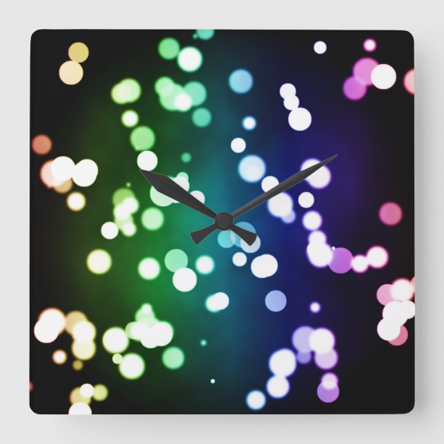 Bokeh Wall Clock Quadratische Wanduhr (Vorderseite)