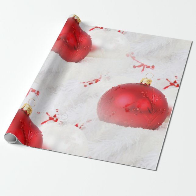 bolas rojas sobre nieve geschenkpapier (Ungerollt)