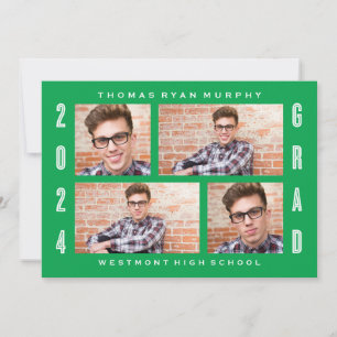 BOLD 2024 GRAD FOTO COLLAGE ABSCHLUSS INVITATION EINLADUNG