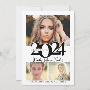 Bold 2024 Graduate 3-Foto Collage Abschluss Ankündigung