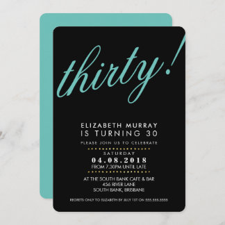 BOLD 30. Geburtstag Party INVITE Skript schwarze M Einladung