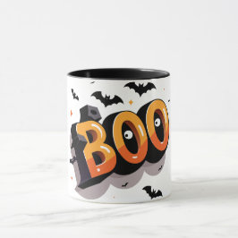 Bold 3D Orange und Black BOO Halloween Tasse