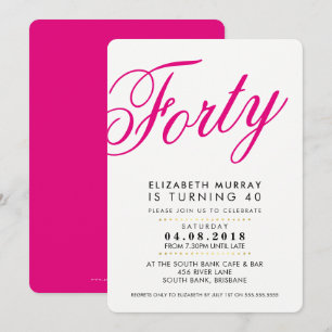 BOLD 40. Geburtstag Party INVITE Skript schwarz pi Einladung