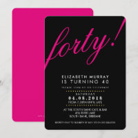 BOLD 40. Geburtstag Party INVITE Skript schwarz pi
