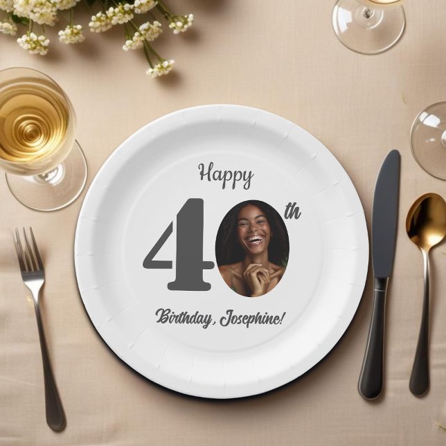 Bold 40th Birthday Party Photo Pappteller (Von Creator hochgeladen)