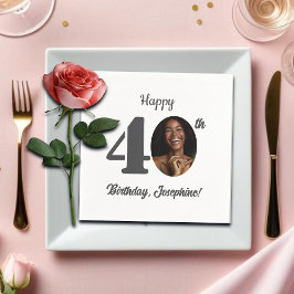 Bold 40th Birthday Party Photo Serviette