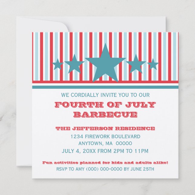 Bold 4. Juli US Flagge Einladung (Vorderseite)