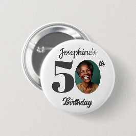 Bold 50th Birthday Party Photo Favor Button