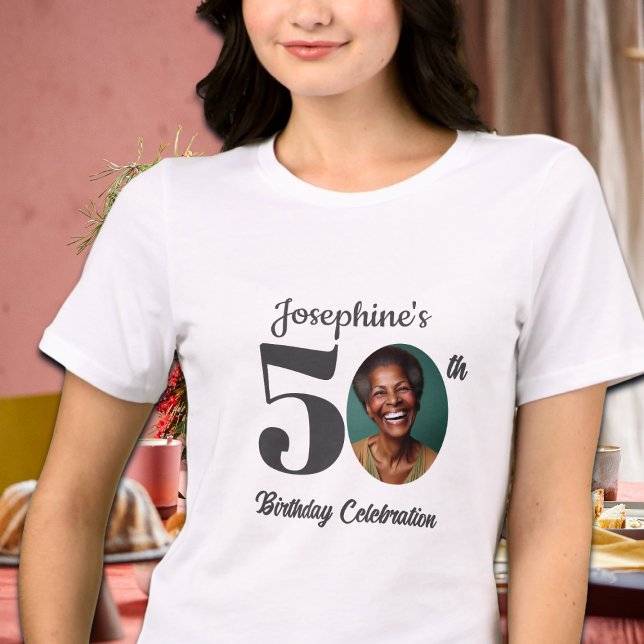 Bold 50th Birthday Photo Guests Tri-Blend Shirt (Von Creator hochgeladen)