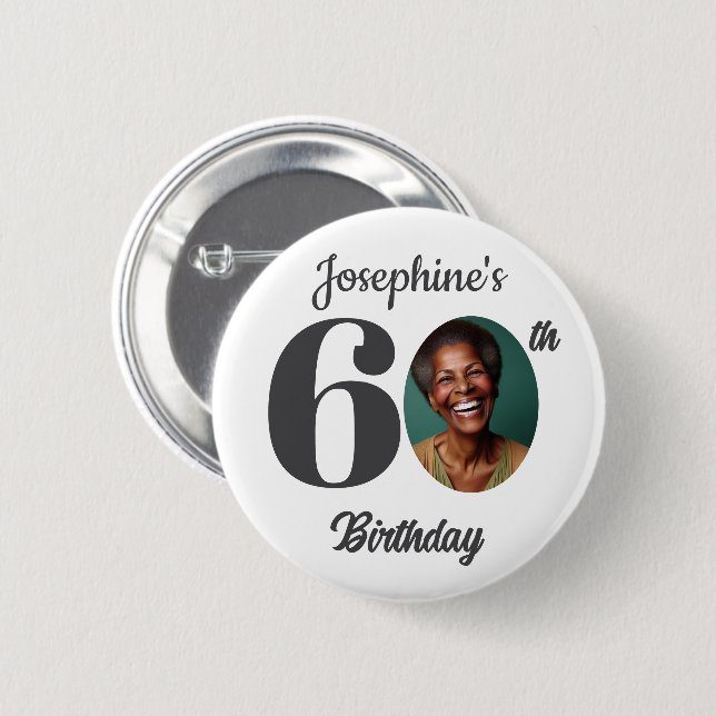 Bold 60th Birthday Party Photo Favor Button (Vorne & Hinten)