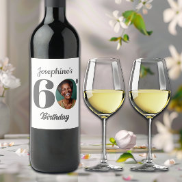 Bold 60th Birthday Party Photo Weinetikett