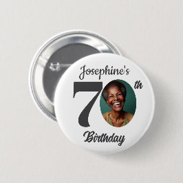 Bold 70th Birthday Party Photo Favor Button