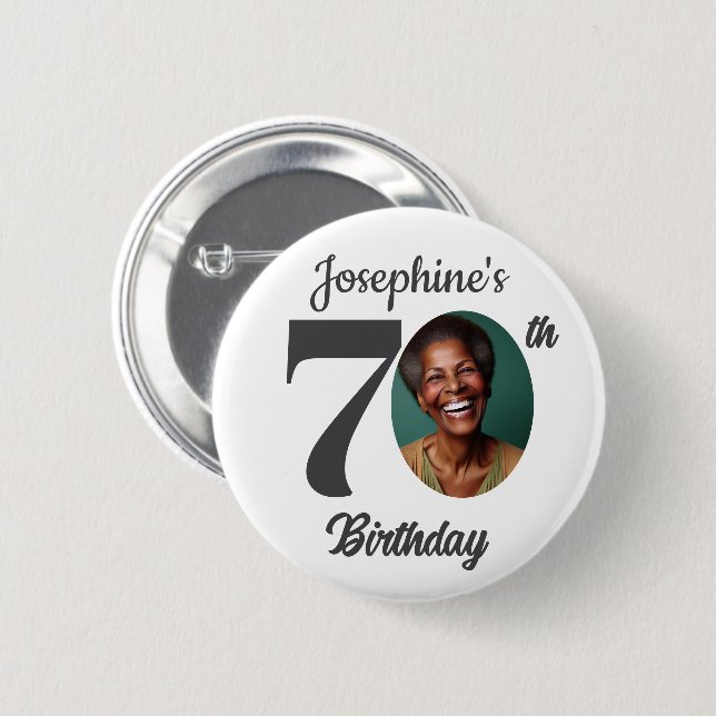 Bold 70th Birthday Party Photo Favor Button (Vorne & Hinten)