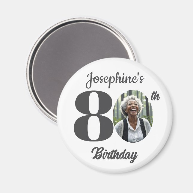 Bold 80th Birthday Party Photo Favor Magnet (Vorderseite/Rückseite)