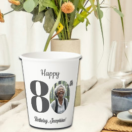 Bold 80th Birthday Party Photo Pappbecher