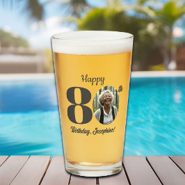 Bold 80th Birthday Photo Glas