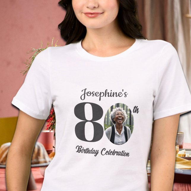 Bold 80th Birthday Photo Guests Tri-Blend Shirt (Von Creator hochgeladen)