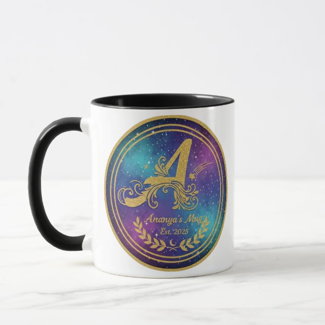 Bold 'A' Monogram Mug - Ananya's Est. 2025 Persona Tasse (Links)