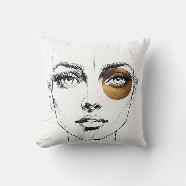 Bold Abstract Female Face with Gold Eye Accent – A Kissen (Vorderseite)