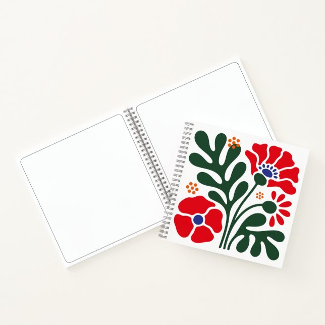 Bold Abstract Floral Notebook with Poppy Motif Notizbuch (Innenseite)