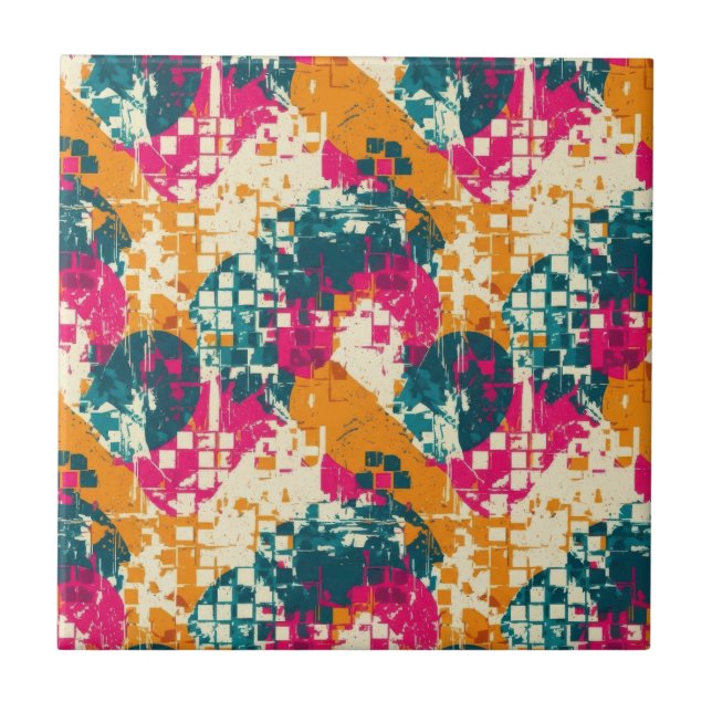 Bold Abstract Geometric - Grunge Brush Texture (3) Fliese (Vorderseite)