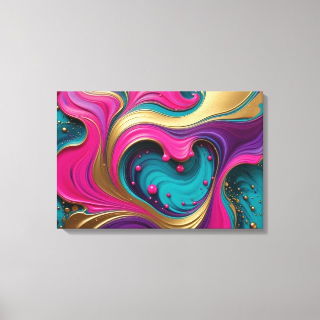 Bold Abstract Heart Swirl – Modern Colorful Art Leinwanddruck (Vorderseite)