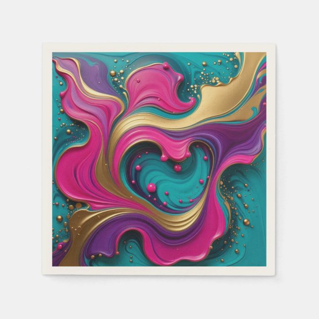 Bold Abstract Heart Swirl – Modern Colorful Art Serviette (Vorderseite)