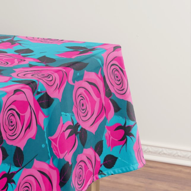 Bold Abstract Roses In Neon Pink  Tischdecke (Beispiel)