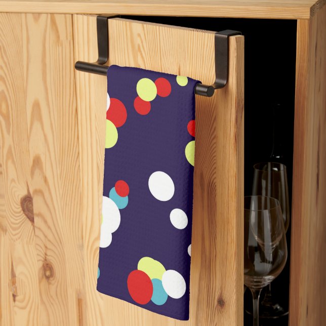 Bold Abstrakt Art Red Blue Yellow Circles Geschirrtuch (Drittel gefaltet)