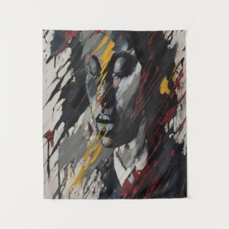 Bold Abstrakt Expressionist Portrait Modern Art Wandteppich