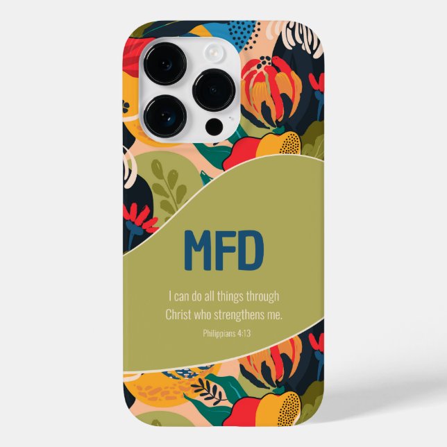 Bold Abstrakt Floral Phil. 4:13 Monogramm Case-Mate iPhone Hülle (Rückseite)