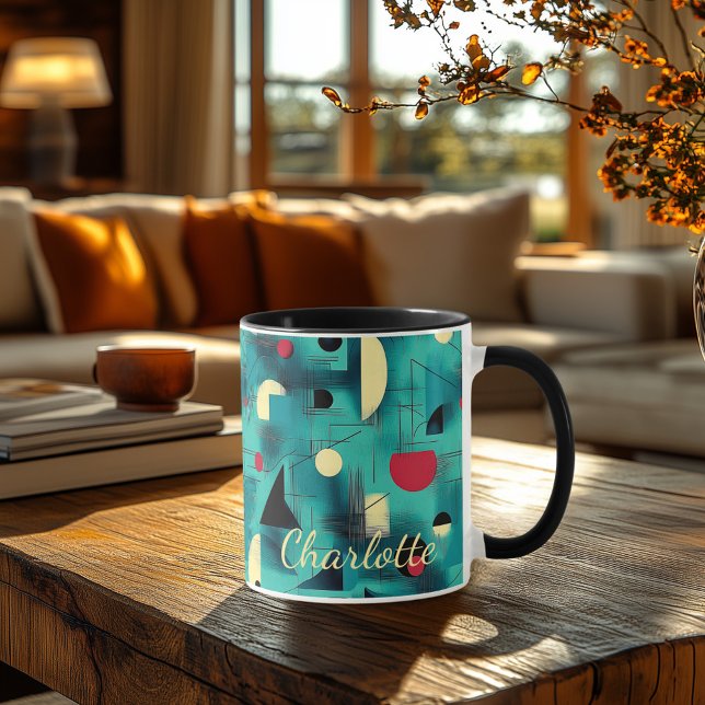 Bold Abstrakt Geometric - Personalisiert Aquamarin Tasse (Von Creator hochgeladen)