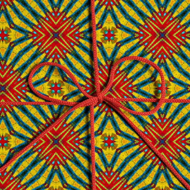 Bold Abstrakt Hippie Red Yellow Blue Ethnic Tribal Geschenkpapier (Von Creator hochgeladen)
